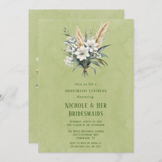 ホワイトフローラグ色彩の鮮やかリーン花嫁 招待状 (正面/裏面)