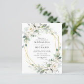 ホワイトフローラゴールデンフレーム結婚式招待状 (スタンド正面)