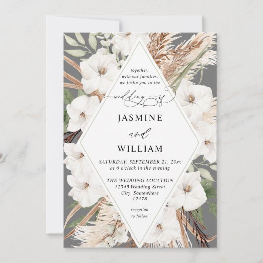 ホワイトフローラサマー秋ボホ 招待状 (正面)