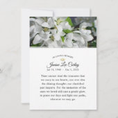 ホワイトフローラサンキュー悔やみや弔慰葬式 サンキューカード (裏面)