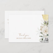 ホワイトフローラシャンパンシャワーメッセージサンキュー サンキューカード (正面/裏面)