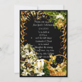 ホワイトフローラシャンパンニューイヤーパーティの招待状 招待状 (正面)