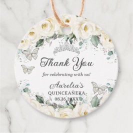 ホワイトフローラシルバー蝶プリンセスティアラ フェイバータグ