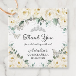 ホワイトフローラシルバー蝶プリンセスティアラ フェイバータグ