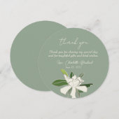 ホワイトフローラシンプルガーデニアブライダルシャワー サンキューカード (正面/裏面)