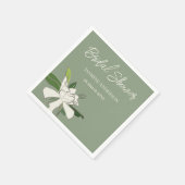 ホワイトフローラシンプルガーデニアブライダルシャワー スタンダードカクテルナプキン (角)