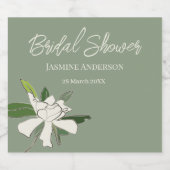 ホワイトフローラシンプルガーデニアブライダルシャワー スパークリングワインラベル (シングルラベル)