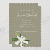ホワイトフローラシンプルガーデニアブライダルシャワー 招待状 (正面/裏面)