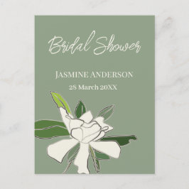 ホワイトフローラシンプルガーデニアブライダルシャワー 案内ポストカード