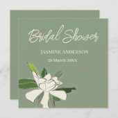 ホワイトフローラシンプルガーデニアブライダルシャワー 案内状 (正面/裏面)