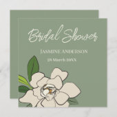 ホワイトフローラシンプルガーデニアブライダルシャワー 案内状 (正面/裏面)