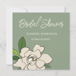 ホワイトフローラシンプルガーデニアブライダルシャワー 案内状