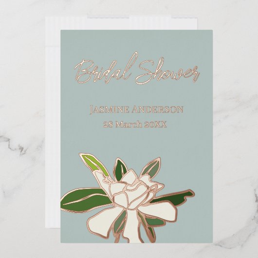ホワイトフローラシンプルガーデニアブライダルシャワー 箔招待状 (封筒)