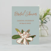 ホワイトフローラシンプルガーデニアブライダルシャワー 箔招待状 (立ち正面)