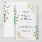 ホワイトフローラシンプル結婚式招待状 招待状 (正面/裏面)