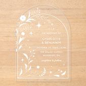 ホワイトフローラスターリーナイトアー結婚チズ アクリル招待状 (正面)