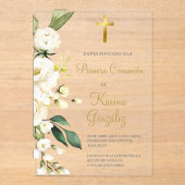 ホワイトフローラスペインのファースト招待状 アクリル招待状 (正面)