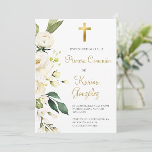 ホワイトフローラスペインのファースト招待状 招待状 (スタンド正面)