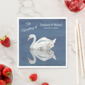 ホワイトフローラスワンオンブルー結婚ズ スタンダードランチョンナプキン (インサイチュ)