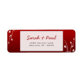 ホワイトフローラスワーズ深いレッド差出人住所ラベル ラベル (正面)