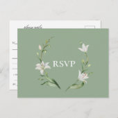 ホワイトフローラセージ緑の結婚式RSVP歌のリクエスト インビテーションポストカード (正面/裏面)