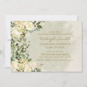 ホワイトフローラセージ葉グリーンズ卒業パーティー 招待状 (正面)