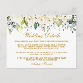ホワイトフローラダスティブルー金ゴールド結婚ズ詳細カード ポストカード