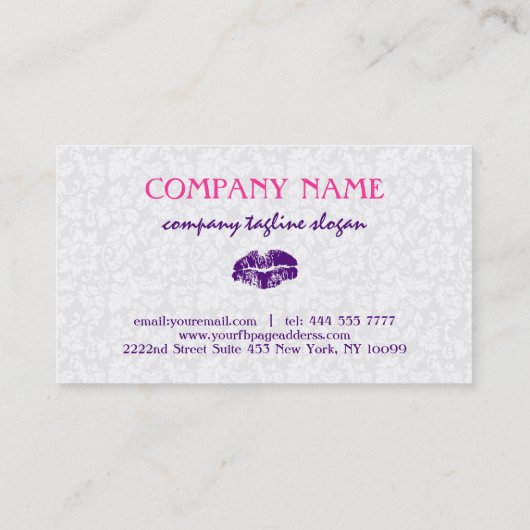 ホワイトフローラダマスクメイクアップアーティストデザイン事業 名刺 (裏面)