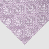 ホワイトフローラダマスク&プラムパープル背景 薄葉紙 (詳細)