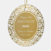 ホワイトフローラダマスク – 50結婚周年記念 セラミックオーナメント (左)