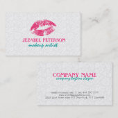 ホワイトフローラダマスメイクアップアーティストデザイン 名刺 (正面/裏面)