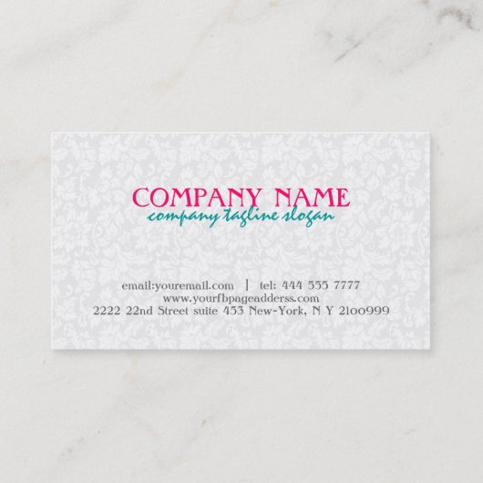 ホワイトフローラダマスメイクアップアーティストデザイン 名刺 (裏面)