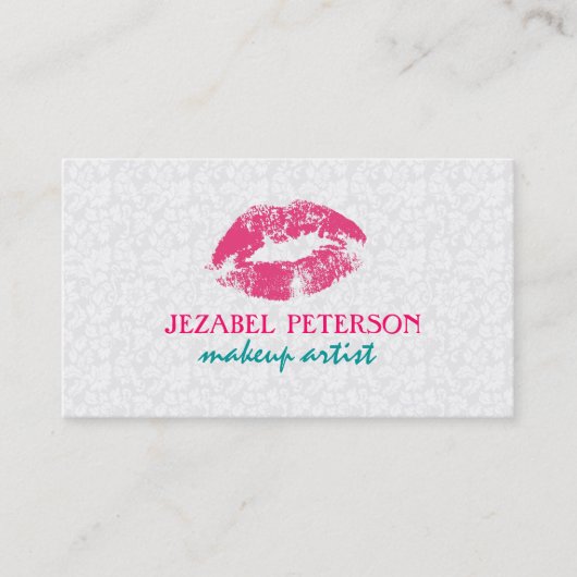 ホワイトフローラダマスメイクアップアーティストデザイン 名刺 (正面)