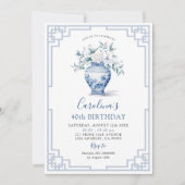 ホワイトフローラチノイスリージンジャージャー誕生日 招待状 (正面)