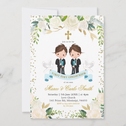 ホワイトフローラツインボーイ第1聖餐式 招待状 (正面)