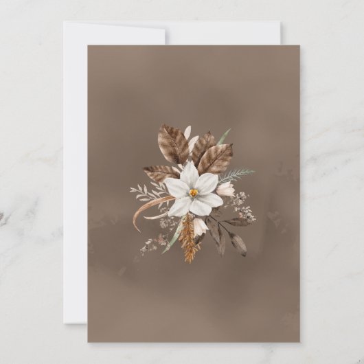 ホワイトフローラニュートラル秋ブーケ30歳の誕生日 招待状 (裏面)