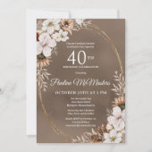 ホワイトフローラニュートラル秋ブーケ40歳の誕生日 招待状 (正面)