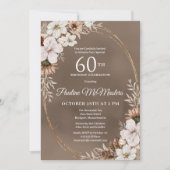 ホワイトフローラニュートラル秋ブーケ60誕生日 招待状 (正面)