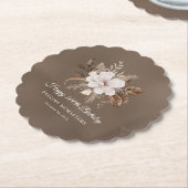 ホワイトフローラニュートラル秋100誕生日 ペーパーコースター (アングル)