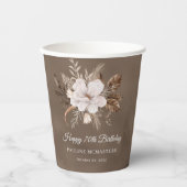 ホワイトフローラニュートラル秋70誕生日 紙コップ (正面)