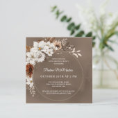 ホワイトフローラニュートラル秋80th誕生日スクエア 招待状 (スタンド正面)