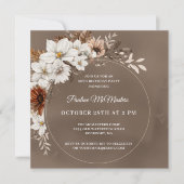 ホワイトフローラニュートラル秋80th誕生日スクエア 招待状 (正面)