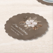 ホワイトフローラニュートラル秋90誕生日 ペーパーコースター (アングル)