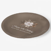 ホワイトフローラニュートラル秋90誕生日 ペーパープレート (アングル)