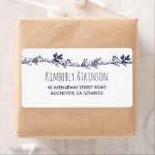 ホワイトフローラネイビーエレガントな結婚式 ラベル (インサイチュ)