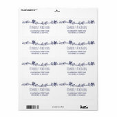 ホワイトフローラネイビーエレガントな結婚式 ラベル (フルシート)