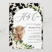 ホワイトフローラハイランドカウベビーシャワー 招待状 (正面/裏面)