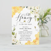 ホワイトフローラハニービーベビーシャワー 招待状 (スタンド正面)