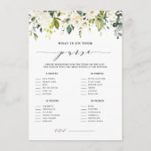 ホワイトフローラハンドバッグシャワーゲームの内容 エンクロージャーカード (正面)