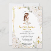 ホワイトフローラバプテスマ祈《キリスト教》洗礼式や命名式ズガール 招待状 (正面)